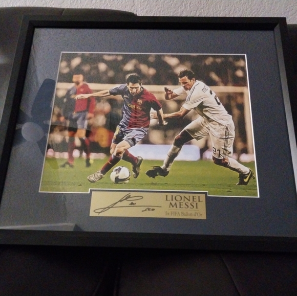 Black Framed Lionel Messi Autographed Photo